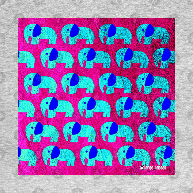 elephant in pink wonderwall ecopop pattern by jorge_lebeau